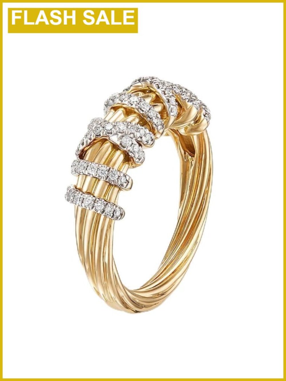 18k Gold Geometric Line Ring with CZ Zircon Stacking Style